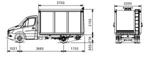 Superstructure as a sandwich construction with roller shutters and tail lift