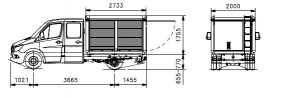 Superstructure with two lateral roller shutters and rear flap