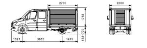 Superstructure with roller shutters and tail lift