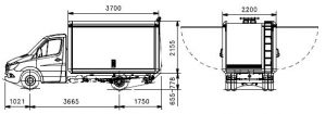 Superstructure with side flaps and tail lift