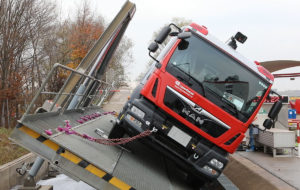 Figure 3: Tipping test on the Rosenbauer swivel stage