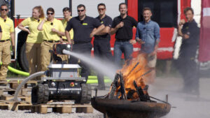 Rosenbauer Fire Service Robot extinguishing fire