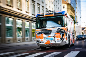 Rosenbauer Revolutionary Technology: RT Berlin during a test drive through the railway station district in Linz