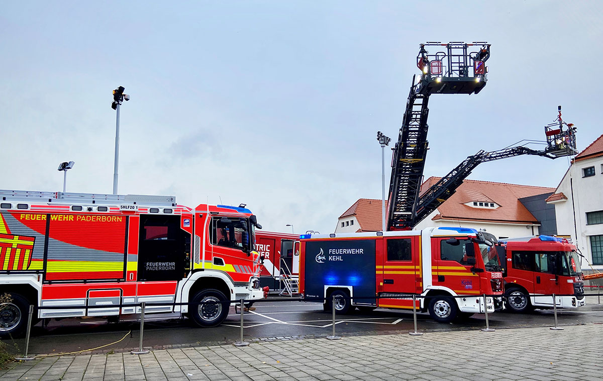 Outdoor stand of Rosenbauer at the Florian Messe 2020