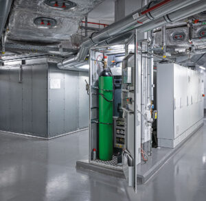 Technical cabinet with gas bottle