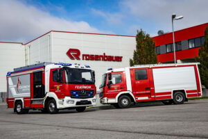 Generation meeting for the 20th anniversary at the Neidling plant - HLF1-W (rescue vehicle 1 with water tank) of the Unser Frau volunteer fire department as CT Frame on Mercedes Benz Atego (built in 2024) and LFB (fire engine with rescue equipment) of the Markersdorf-Markt volunteer fire department as Compact Line on Mercedes Benz Atego (built in 2007)